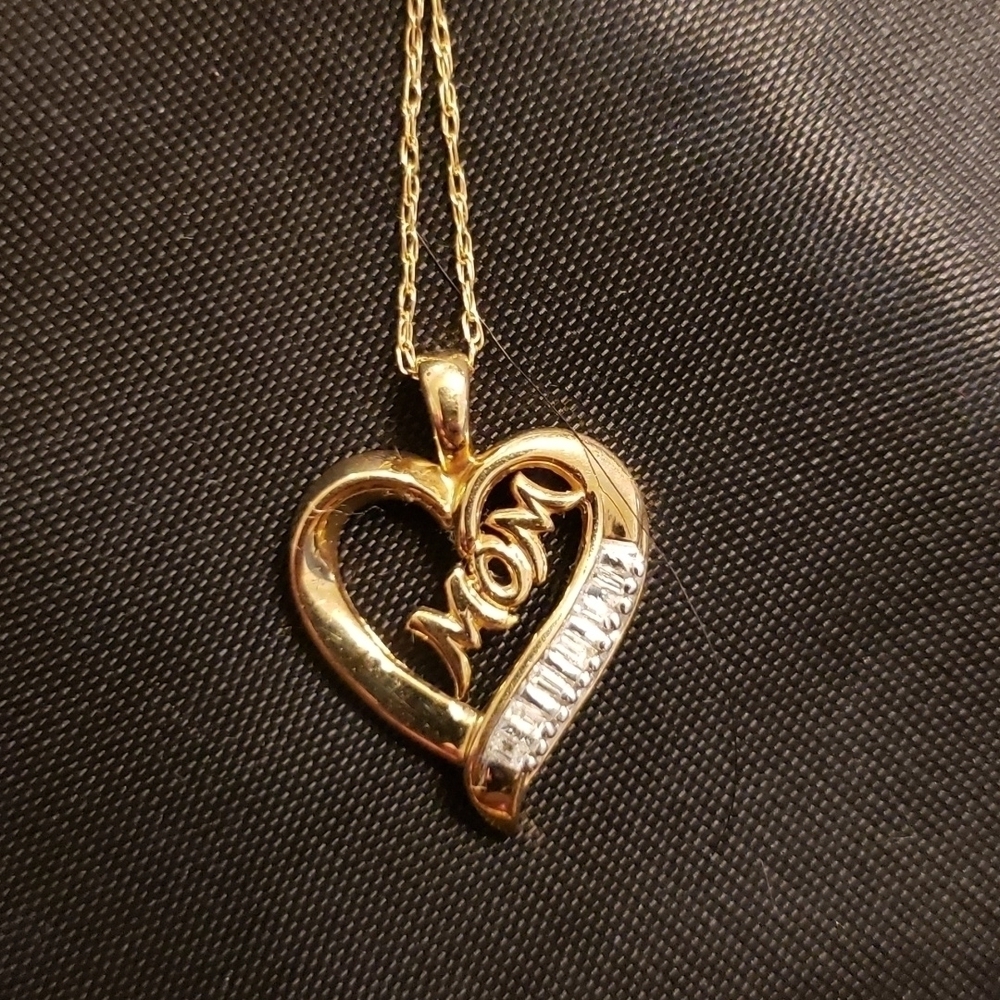 Gold and diamond MOM necklace